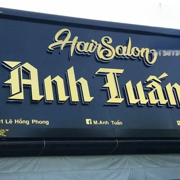Biển Quảng Cáo Salon Tóc Alu Vàng Gold In UV Bang gia lam bien quang cao toc tai Quang Cao 24h duoc xay dung dua tren nhieu yeu to