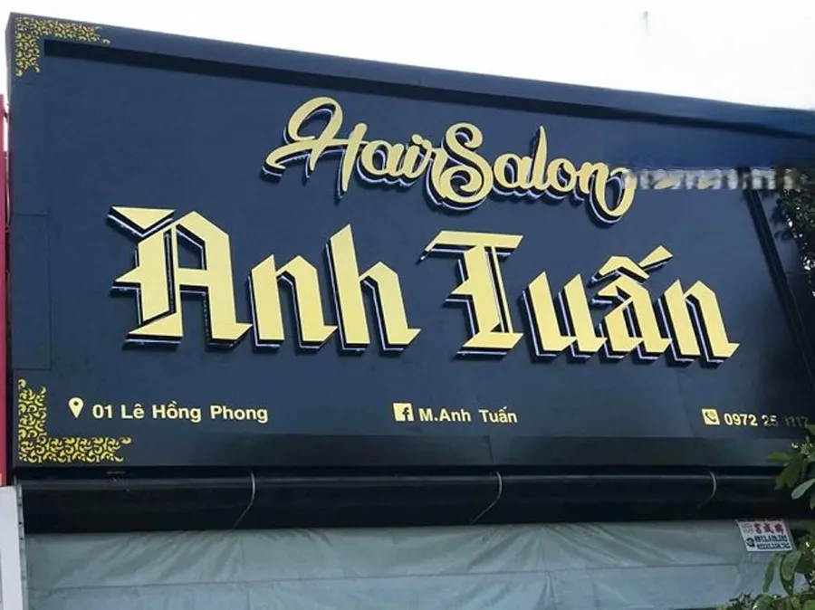 Biển Quảng Cáo Salon Tóc Alu Vàng Gold In UV Bang gia lam bien quang cao toc tai Quang Cao 24h duoc xay dung dua tren nhieu yeu to