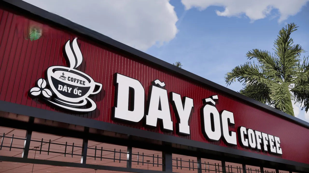 Bảng Hiệu Cafe Alu Nâu Vintage LED Vàng Ấm Bang hieu cafe san vuon Hoa hop voi thien nhien