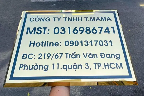 Biển Công Ty Inox Mạ Đen Chữ Vàng