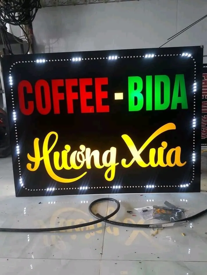 Biển Vẫy Bida LED Neon Xanh Chữ Đỏ Bien vay bida