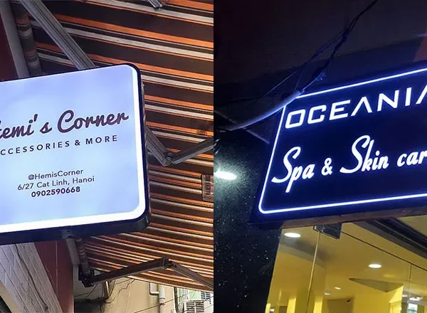 Biển Vẫy Vuông Mica LED Viền Inox 60x60cm Bien vay vuong la hinh thuc quang cao ngoai troi co thiet ke doc dao voi cau truc hinh vuong hoac chu nhat