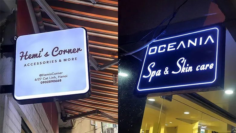 Biển Vẫy Vuông Mica LED Viền Inox 60x60cm Bien vay vuong la hinh thuc quang cao ngoai troi co thiet ke doc dao voi cau truc hinh vuong hoac chu nhat