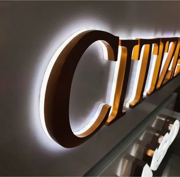 Chữ Inox 304 Hắt LED Trắng Chân 10cm Cao 50cm