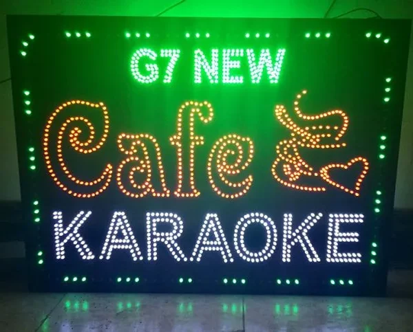 Biển Vẫy Cafe Mica Nâu LED Neon 80x60cm Dich Vu Lam Bien Vay Quan Cafe Gia Re Tai TPHCM