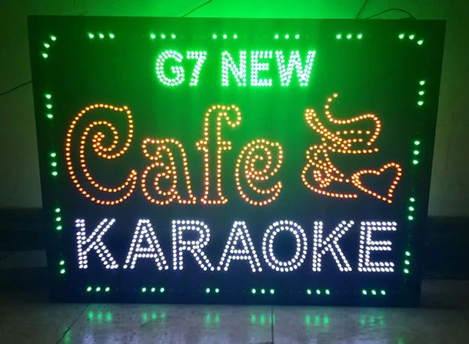 Biển Vẫy Cafe Mica Nâu LED Neon 80x60cm Dich Vu Lam Bien Vay Quan Cafe Gia Re Tai TPHCM