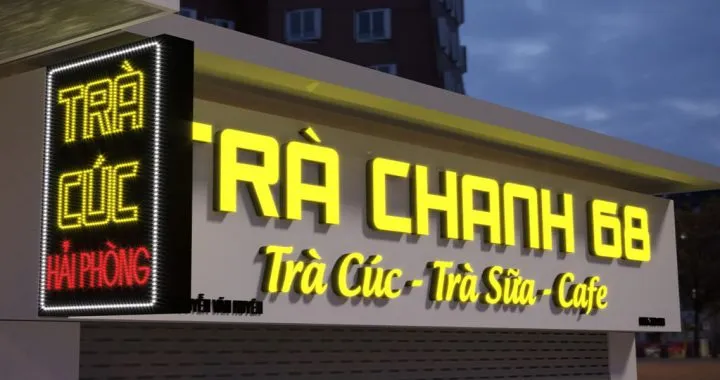 Bảng Hiệu Cafe Alu Nâu Vintage LED Vàng Ấm Dich vu lam bang hieu cafe tron goi tai Quang Cao 24h