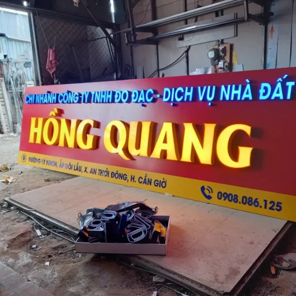 Biển Công Ty Chữ Nổi Inox 304 Mạ Vàng Dich vu lam bien cong ty chu noi theo yeu cau cua Quang Cao 24H