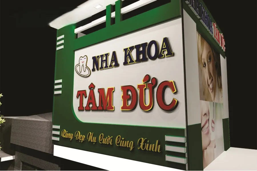 Biển Quảng Cáo Nha Khoa Mica Trắng LED Xanh Dich vu lam bien quang cao nha khoa theo yeu cau chat luong cao