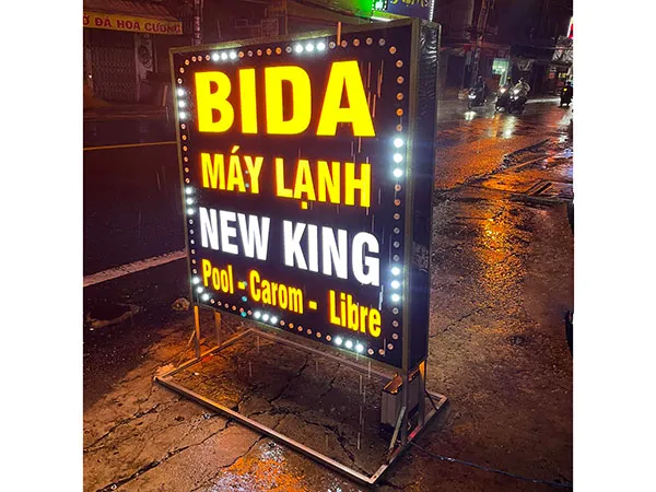 Biển Vẫy Bida LED Neon Xanh Chữ Đỏ Dich vu lam bien vay bida gia re tai TPHCM