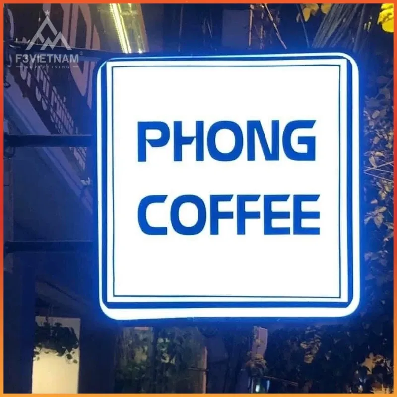 Biển Vẫy Vuông Mica LED Viền Inox 60x60cm Dich vu lam bien vay vuong gia re tai TPHCM Quangcao24h.net