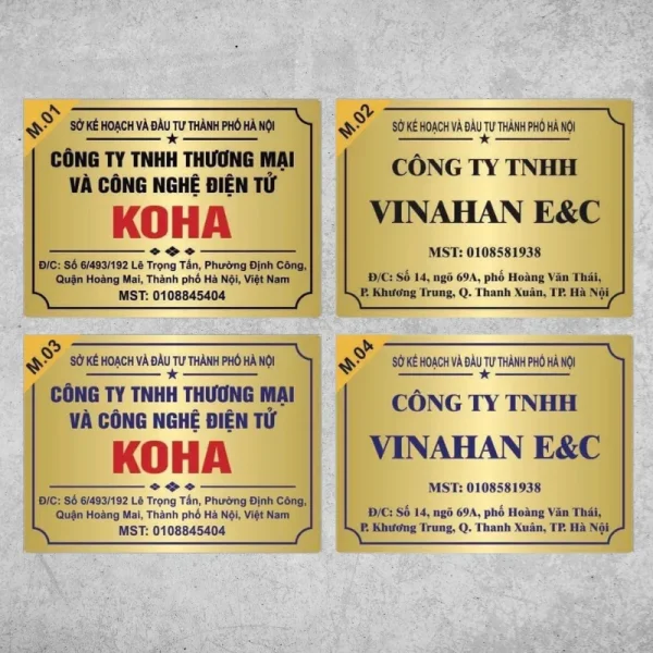 Biển Công Ty Inox Mạ Đen Chữ Vàng Mau bien cong ty inox dep hien dai tai Quang Cao 24H