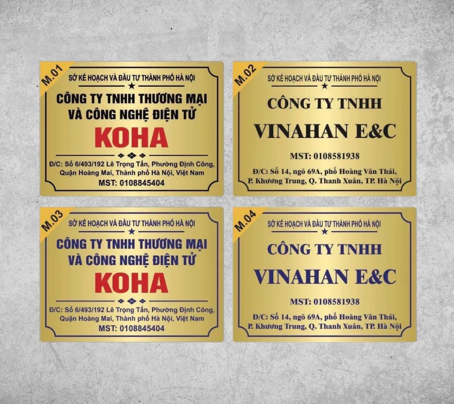 Biển Công Ty Inox Mạ Đen Chữ Vàng Mau bien cong ty inox dep hien dai tai Quang Cao 24H