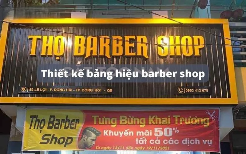 Biển Quảng Cáo Barber Shop Inox Mạ Đen LED RGB Mau bien quang cao barber shop dep 1