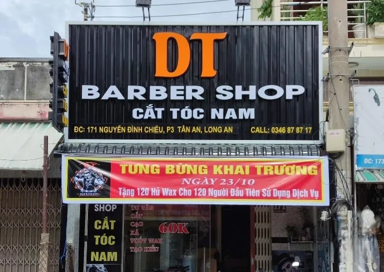 Biển Quảng Cáo Barber Shop Inox Mạ Đen LED RGB Mau bien quang cao barber shop dep 2