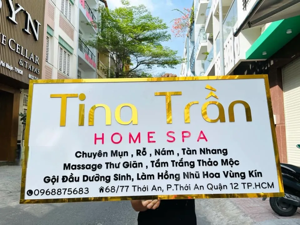 Biển Quảng Cáo Spa Mica Xanh Lá LED Hắt Sáng Quang Cao 24h cam ket mang den san pham bien quang cao spa chat luong cao