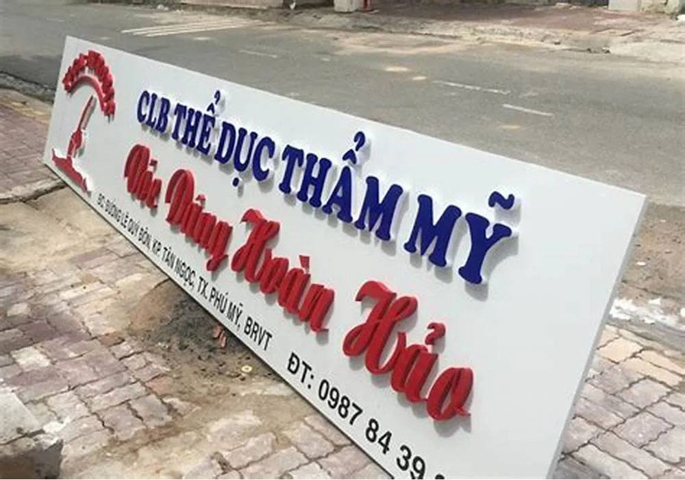 Bảng Hiệu Alu Composite Xanh 3mm Chữ Nổi Quang cao 24h cam ket mang den nhung mau bang hieu alu dep nhat
