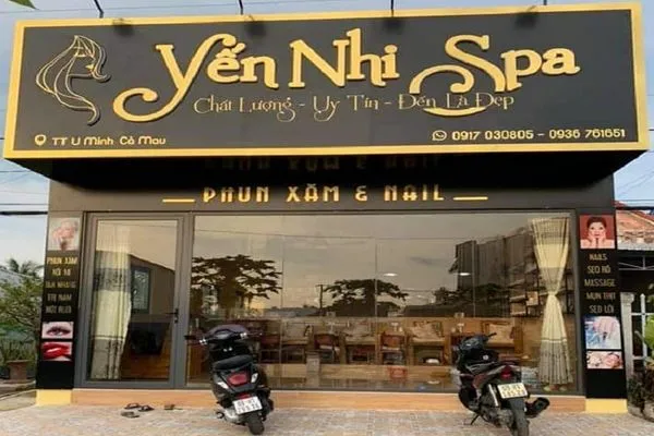 Biển Quảng Cáo Spa Mica Xanh Lá LED Hắt Sáng Quang cao 24h cung cap dich vu lam bien quang cao spa gia re tai TPHCM