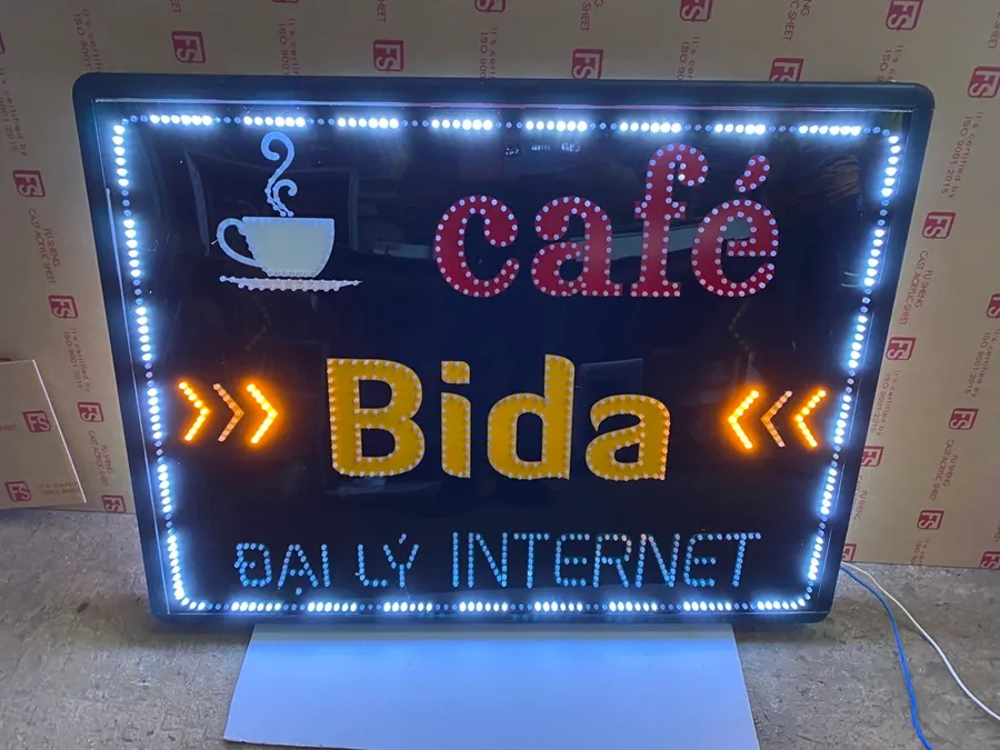 Biển Vẫy Bida LED Neon Xanh Chữ Đỏ Quy trinh lam bien vay bida chuyen nghiep tai Quang Cao 24H