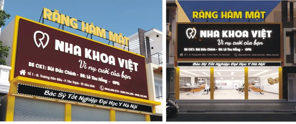 Biển Quảng Cáo Nha Khoa Mica Trắng LED Xanh R