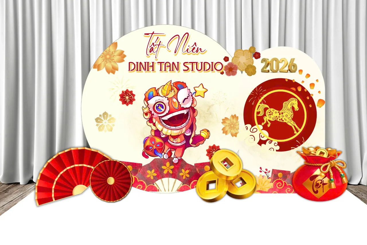 Backdrop Tết và tất niên 2026 không chỉ để “trang trí” mà còn truyền tải