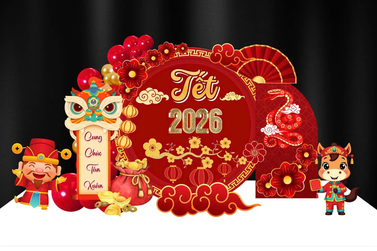 Backdrop Tết hiện đại – sáng tạo