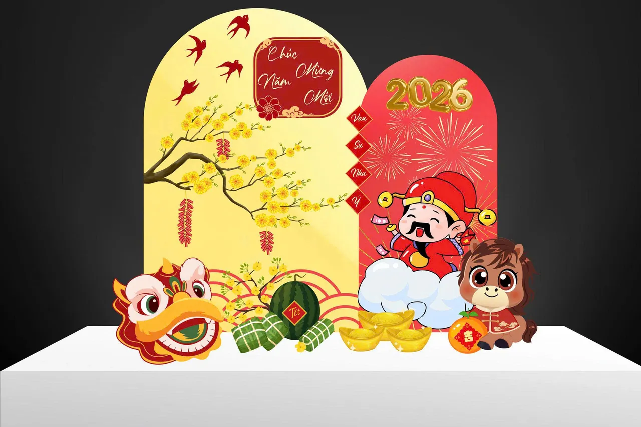 Backdrop Tết sân khấu – hội trường lớn