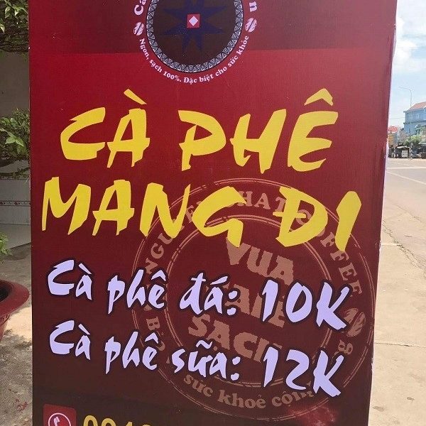 Mẫu Bảng Hiệu Cafe Mang Đi (Take Away) Đẹp, Ấn Tượng Bảng hiệu cà phê mang đi bạt hiflex