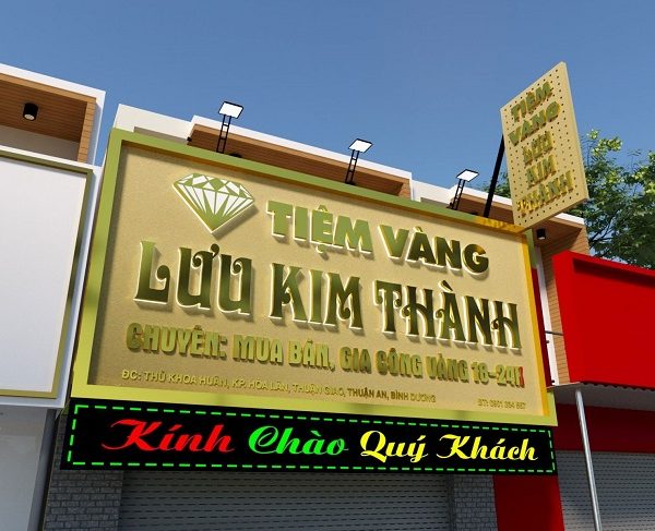 Mẫu Bảng Hiệu Tiệm Vàng Bạc Đẹp, Phong Thủy bảng hiệu chữ inox tiệm vàng