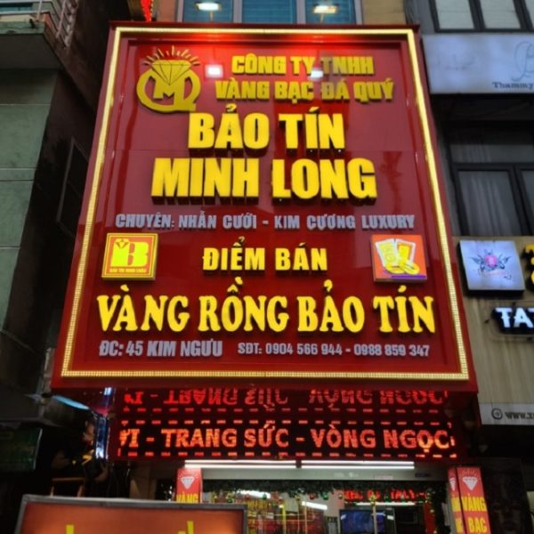 Mẫu Bảng Hiệu Tiệm Vàng Bạc Đẹp, Phong Thủy bảng hiệu tiệm vàng đèn led