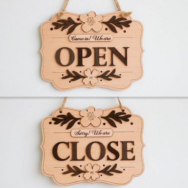 Mẫu Biển Open Close – Bảng Giờ Đóng Mở Cửa Đẹp bảng open close