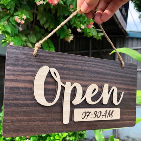 Mẫu Biển Open Close – Bảng Giờ Đóng Mở Cửa Đẹp Biển treo open close