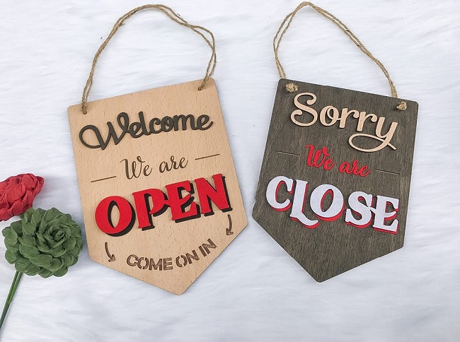 Mẫu Biển Open Close – Bảng Giờ Đóng Mở Cửa Đẹp bien open close