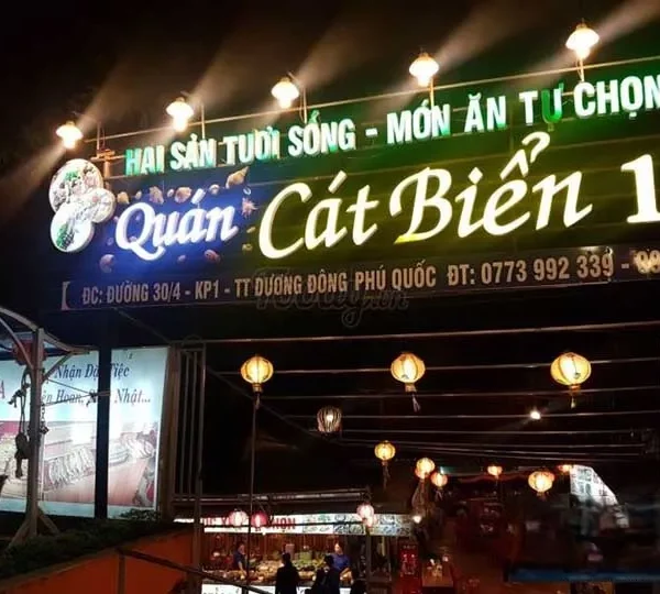 Biển Quảng Cáo Hải Sản Alu Xanh Dương In UV bien quang cao hai san 2