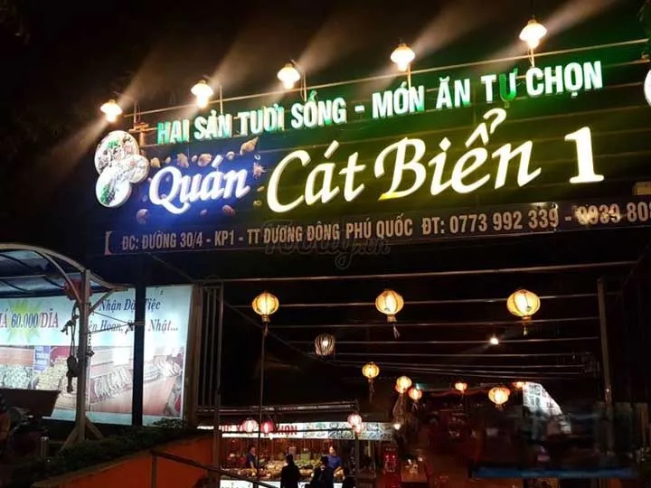 Biển Quảng Cáo Hải Sản Alu Xanh Dương In UV bien quang cao hai san 2