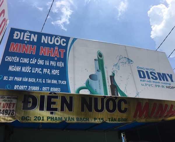 Mẫu Bảng Hiệu Cửa Hàng Điện Nước Đẹp, Sáng Tạo biển quảng cáo điện nước bạt hiflex