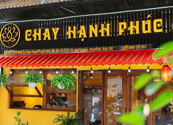 Mẫu Bảng Hiệu Quán Chay Đẹp, Tao Nhã quán Chay Hạnh Phúc