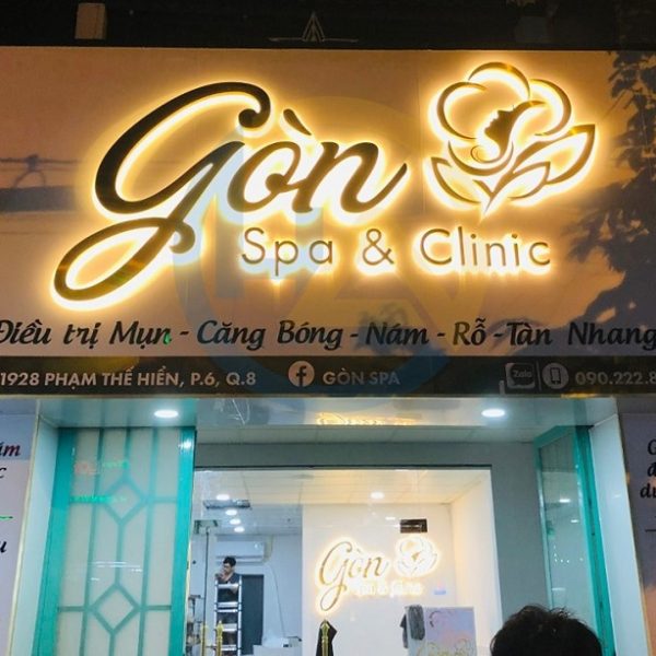 Mẫu Bảng Hiệu Spa Chăm Sóc Da, Thẩm Mỹ Đẹp Nhất Biển spa chữ nổi inox mạ vàng