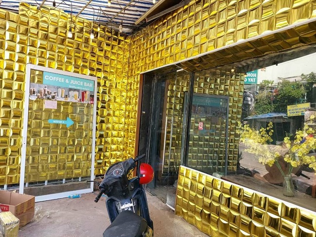 Tấm Ốp 3D Kim Loại – Ốp Nền 3D Đẹp Cho Bảng Hiệu tam op 3d kim loai
